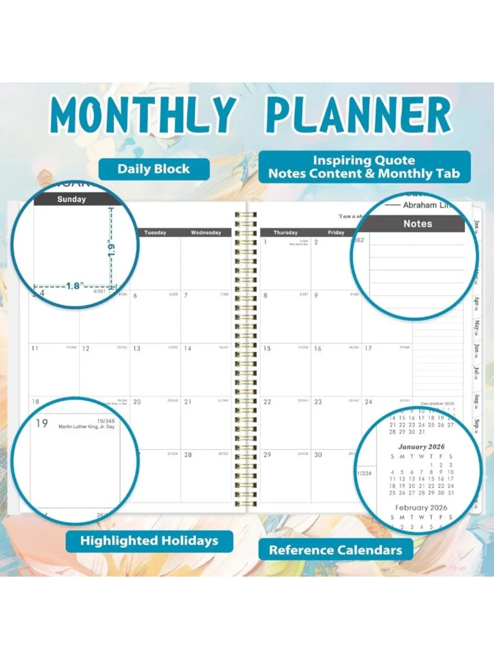 2026-2027 Monthly Planner | 21-Month Calendar with Inner Pocket, 9x11 Size